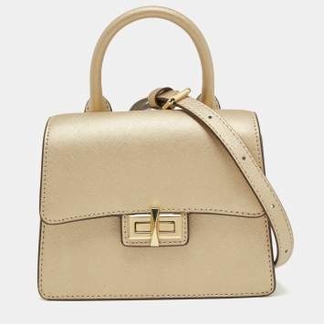مملوكة مسبقًا DKNY Metallic Gold Leather Mini Jojo Top Handle Bag