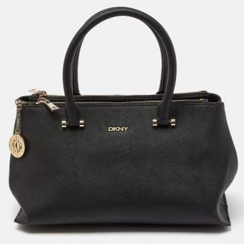 Pre Owned DKNY Black Saffiano Leather Bryant Park Zip Tote