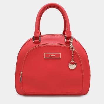 Pre Owned DKNY Red Leather Front Dome Satchel