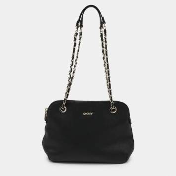 Pre Owned DKNY Black Leather Dome Satchel