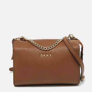 Pre Owned DKNY Brown Saffiano Leather Shoulder Bag