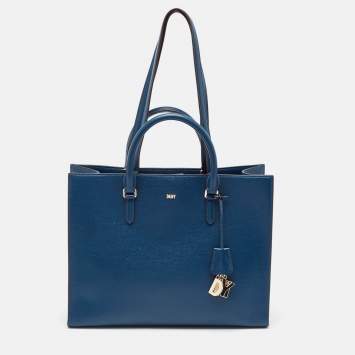 Pre Owned DKNY Blue Leather Perri Box Tote