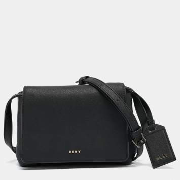 Pre Owned Dkny Black Leather Flap Crossbody Bag
