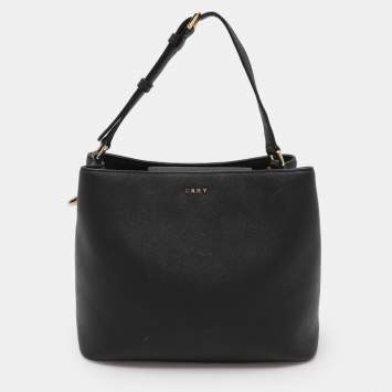 Pre Owned DKNY Black Saffiano Leather Bryant Park Bucket Bag