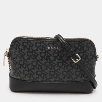 Pre Owned DKNY Grey Leather and PVC Crossbody Bag