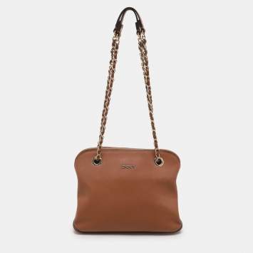 Pre Owned DKNY Brown Leather Bryant Park Shoulder Bags