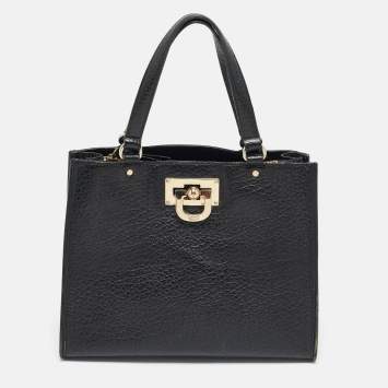 Pre Owned DKNY Black Grain Leather Beekman French Tote