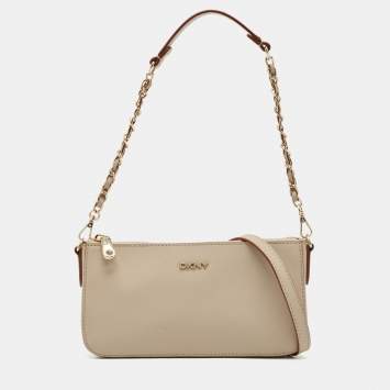 Pre Owned DKNY Beige Leather Sutton Crossbody Bag