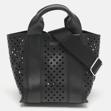 DKNY Black Faux Leather Mini Dakota Tote