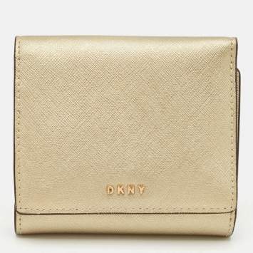 Dkny Gold Leather Trifold Wallet