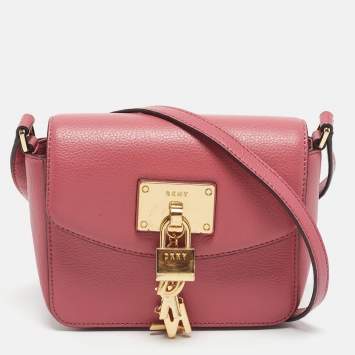 Pre Owned DKNY Pink Leather Elissa Crossbody Bag