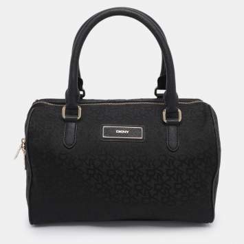 Pre Owned DKNY Black Canvas and Leather Satchel