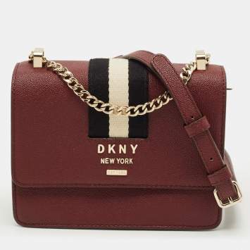 Pre Owned DKNY Burgundy Leather Liza Crossbody Bag