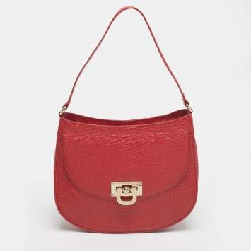 Pre Owned DKNY Red Pebbled Leather Shoulder Bag