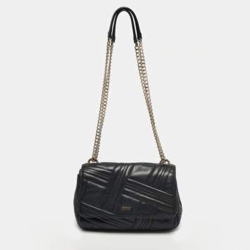 Pre Owned DKNY Black Quilted Leather Allen Flap Shoulder Bag