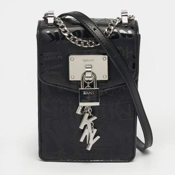 مملوكة مسبقًا DKNY Elissa North South Black Leather Crossbody Bag