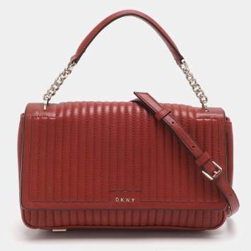Pre Owned DKNY Gansevoort Brique Red Quilted Leather Shoulder Bag