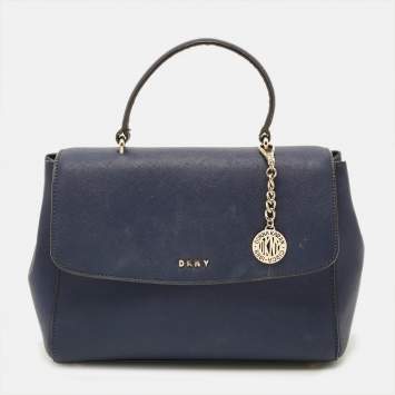مملوكة مسبقًا DKNY Blue Saffiano Leather Top Handle Bag