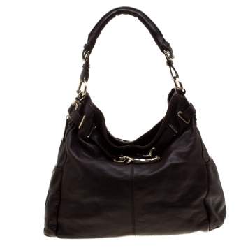 مملوكة مسبقًا DKNY Dark Brown  Leather Hobo 