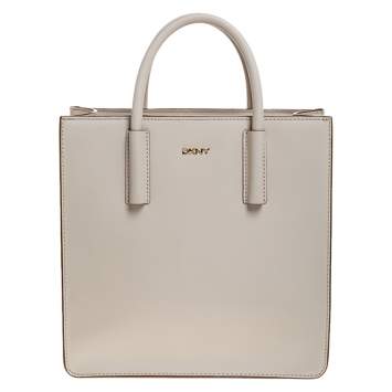 Pre Owned Dkny Off White Leather Book Tote