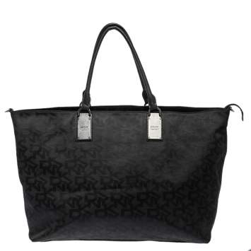 Pre Owned DKNY Black Signature Canvas Tote 