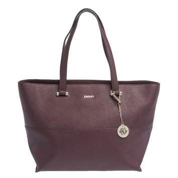 Pre Owned DKNY Burgundy Leather Donna Karan Zip Tote