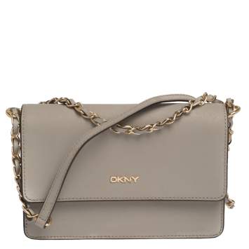 Pre Owned Dkny Grey Leather Chain Shoulder Bag