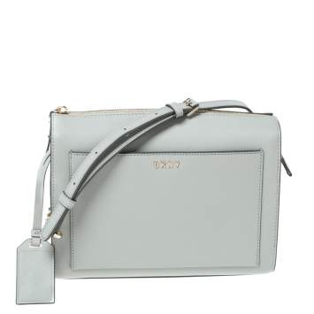 مملوكة مسبقًا Dkny Grey Leather Ava Zip Crossbody Bag