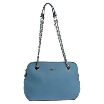 Pre Owned Dkny Blue Leather Camille Dome Shoulder Bag