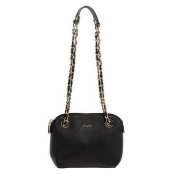 Pre Owned Dkny Black Leather Camille Dome Shoulder Bag