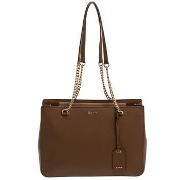 Pre Owned Dkny Brown Leather Bryant Park Chain Tote