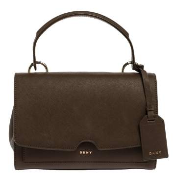 Pre Owned Dkny Brown Leather Bryant Park Top Handle Bag