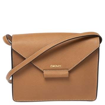 Pre Owned Dkny Tan Saffiano Leather Envelope Flap Shoulder Bag