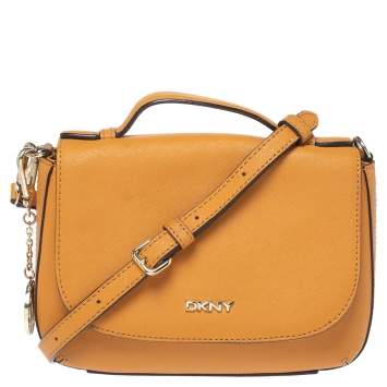 Pre Owned Dkny Mustard Leather Bryant Park Crossbody Bag