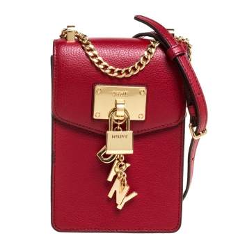 Pre Owned DKNY Maroon Leather Elissa Crossbody Bag 