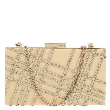 Pre Owned DKNY Beige Glitter Perspex Clutch