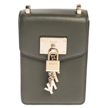 Pre Owned Dkny Fatigue Leather Elissa North South Crossbody Bag