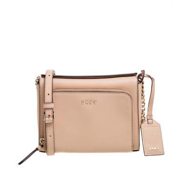 Pre Owned Dkny Beige Leather Small Bryant Park Pocket Crossbody Bag