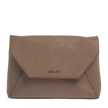 Pre Owned DKNY Brown Leather Bryant Park Envelope Crossbody Bag