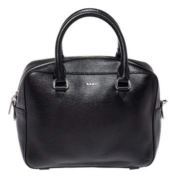 Pre Owned DKNY Black Leather Zip Satchel