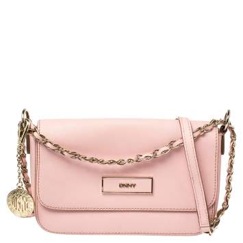 مملوكة مسبقًا DKNY Pink Leather Bryant Park Flap Crossbody Bag