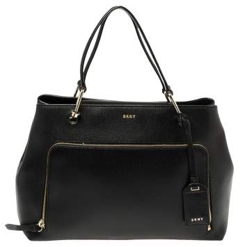 Pre Owned Dkny Black Saffiano Leather Bryant Park Front Pocket Satchel