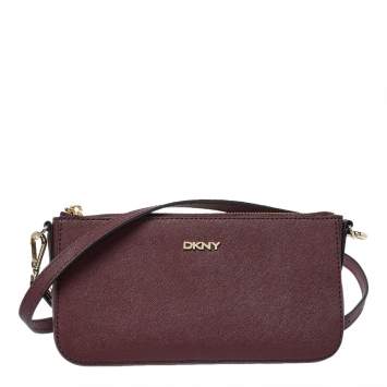 Pre Owned Dkny Burgundy Leather Zip Crossbody Bag