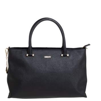 Pre Owned DKNY Black Saffiano Leather Bryant Park Zip Tote