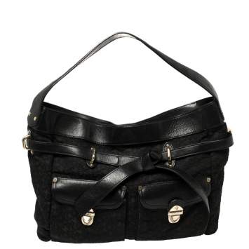 مملوكة مسبقًا DKNY Signature Canvas and Leather Knotted Shoulder Bag 