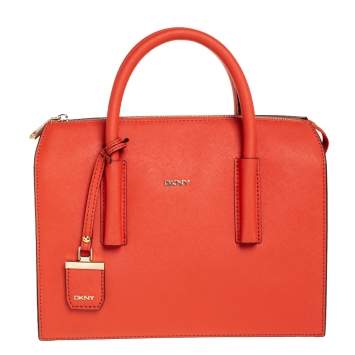 Pre Owned DKNY Orange Leather Zip Bryant Park Satchel