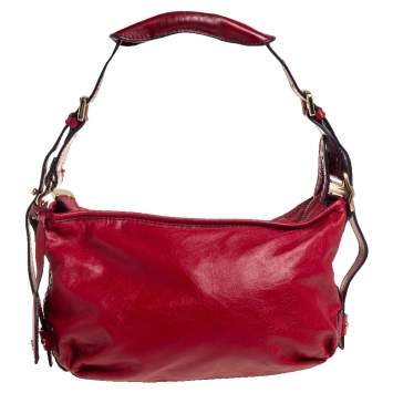 Pre Owned Dkny Red Leather Hobo
