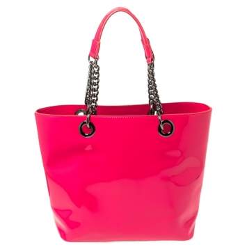 Pre Owned DKNY Pink Patent Leather Shopper Tote