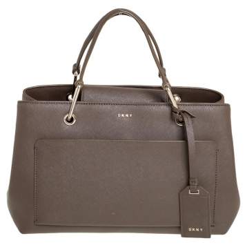 Pre Owned DKNY Brown Leather Bryant Park Front Pocket Satchel