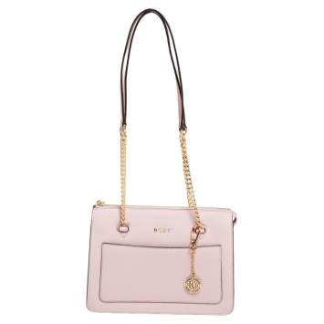Pre Owned DKNY Light Pink Leather Small Bryant Top Zip Shoulder Bag